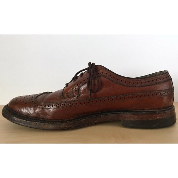 Vintage FLORSHEIM Imperial V-Cleat Brown Leather Wingtip Dress Shoes 5 Nail main image 12